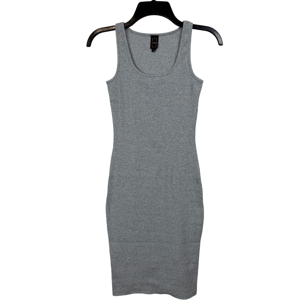 Votique Ribbed Tank Dress Women Small‎ Gray Scoop Neck Bodycon Midi D1036 NWOT